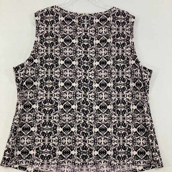 New Calvin Klein size 3X Black White Abstract Sleeveless Knit Stretch Top Office - Picture 9 of 11